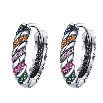 925 Sterling Silver Multi-color Striped Earrings For Women-Jewearrings