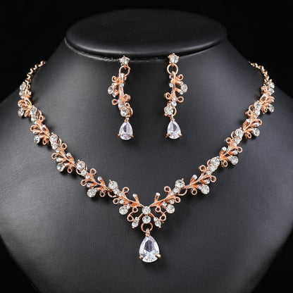 Necklace And Earrings Suite Female Clip Zircon Accessories-Jewearrings