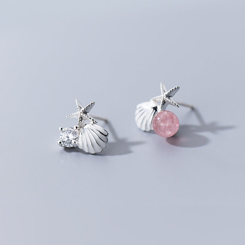 A starfish shell studded with diamond earrings-Jewearrings