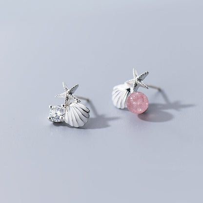 A starfish shell studded with diamond earrings-Jewearrings