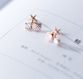 A starfish shell studded with diamond earrings-Jewearrings