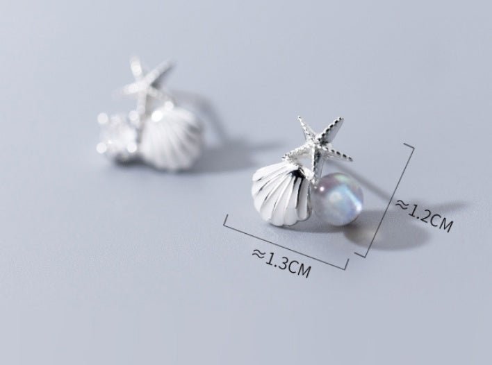 A starfish shell studded with diamond earrings-Jewearrings