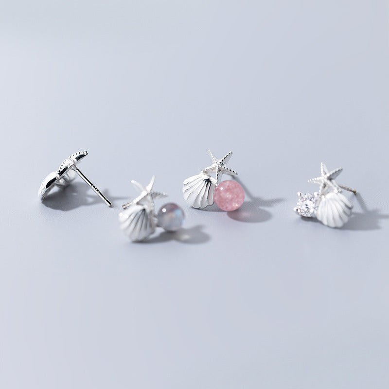 A starfish shell studded with diamond earrings-Jewearrings