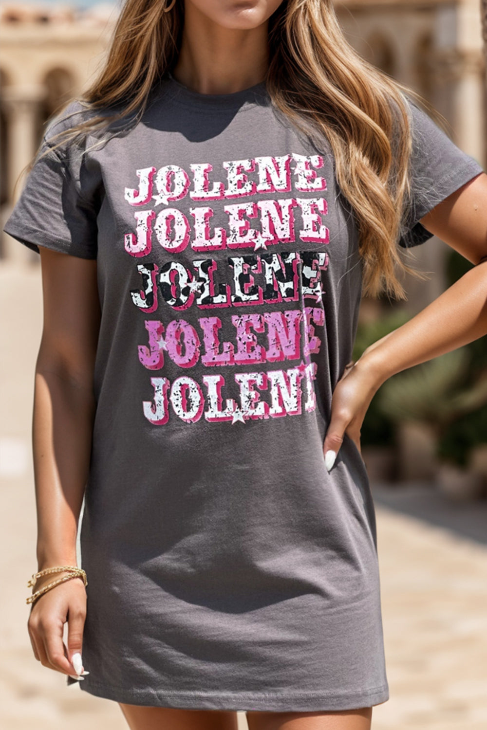 JOLENE Round Neck Short Sleeve T-Shirt-Jewearrings