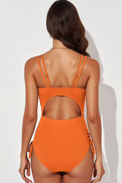 Tied Cutout Plunge One-Piece Swimsuit-Jewearrings