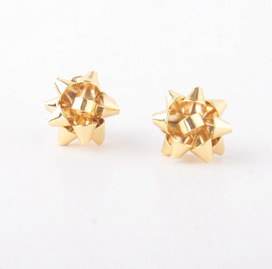 New Christmas Simple Metal Flower Bow Creative Earrings-Jewearrings