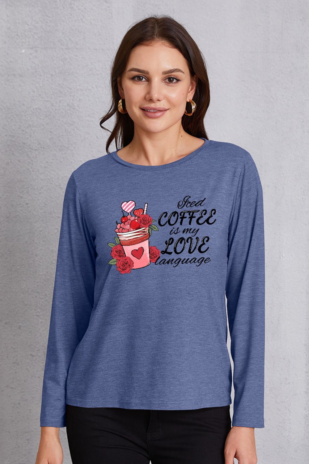 Letter Graphic Round Neck Long Sleeve T-Shirt-Jewearrings