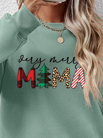 Letter Graphic Round Neck Long Sleeve Sweatshirt-Jewearrings