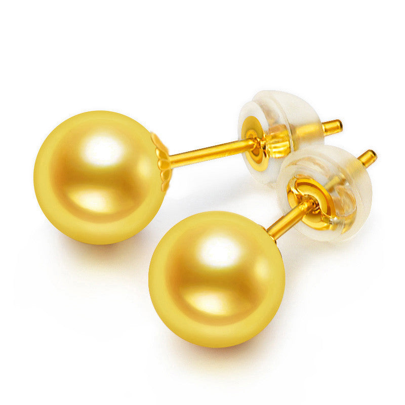 Small Bulb 18k Gold Pearl Stud Earrings-Jewearrings