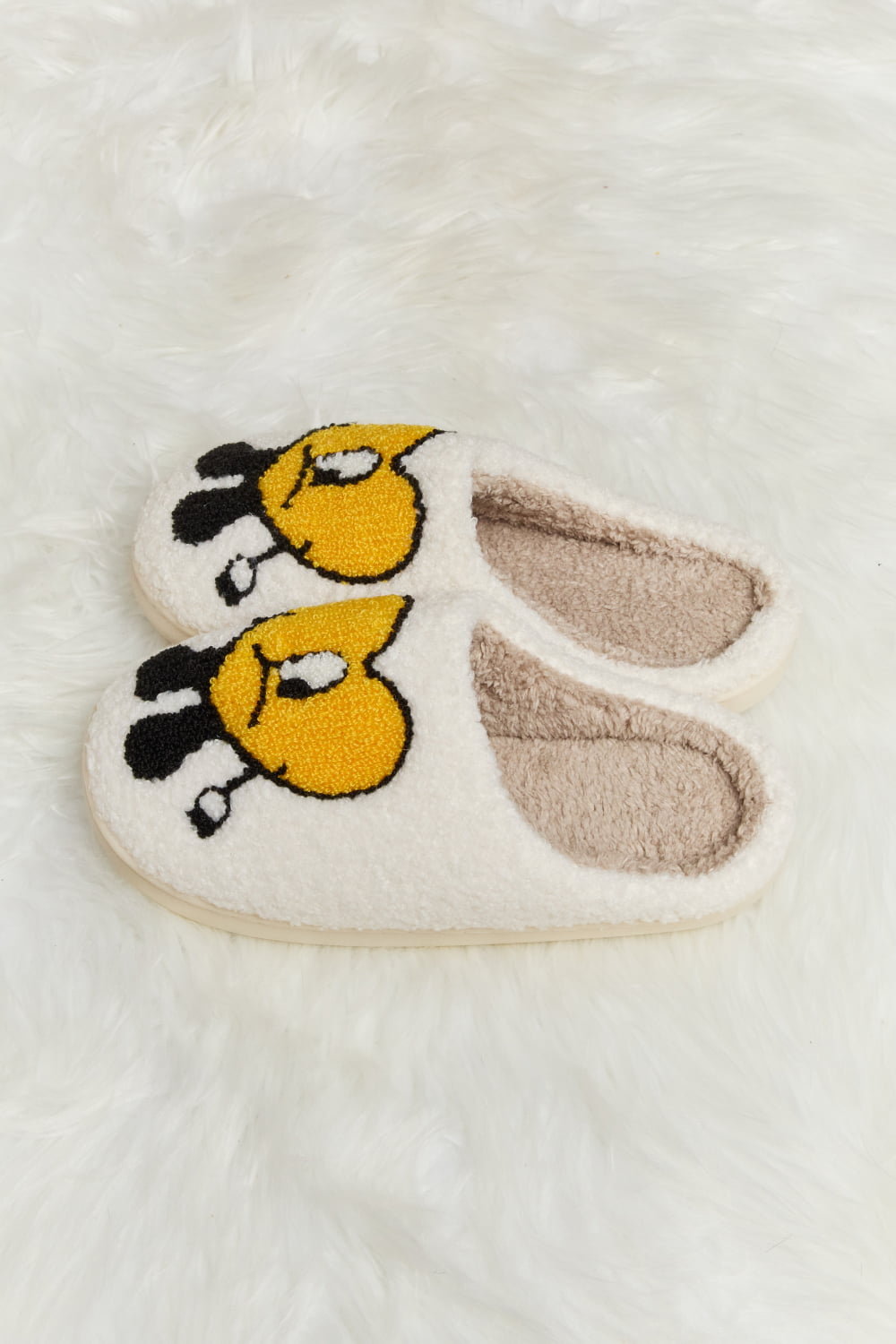 Melody Love Heart Print Plush Slippers-Jewearrings