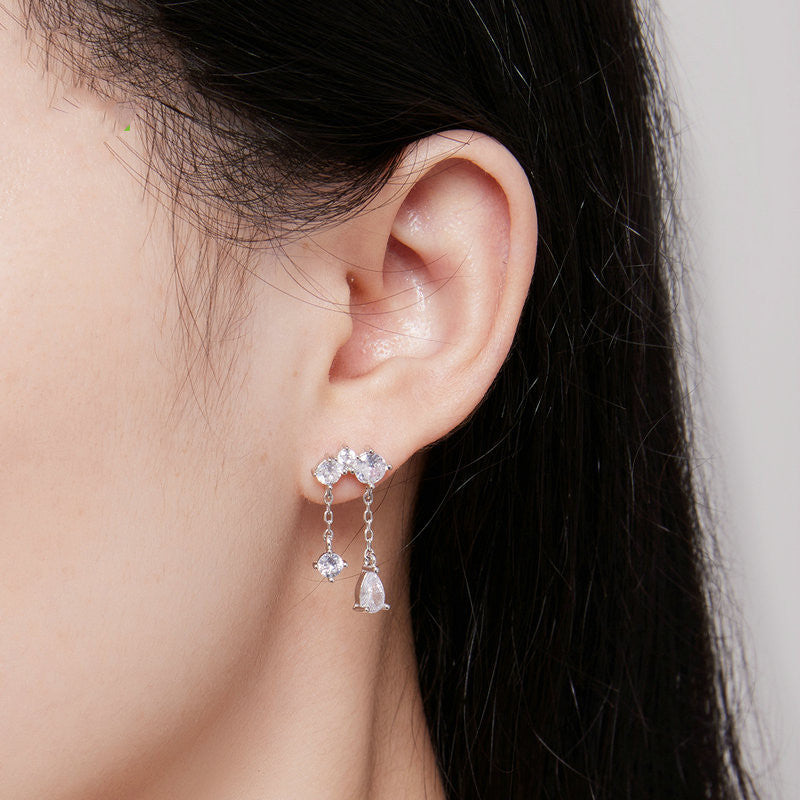 S925 Silver Drop Zircon Delicate Sparkle Earrings-Jewearrings