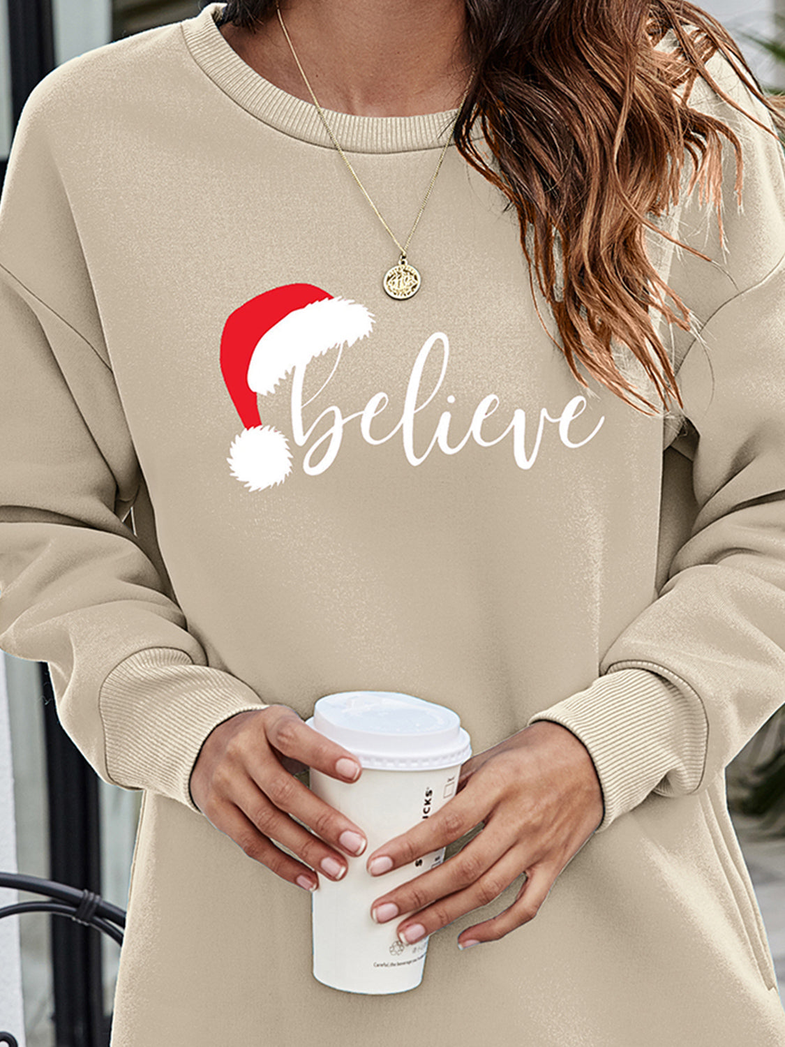 BELIEVE Graphic Tunic Sweatshirt-Jewearrings