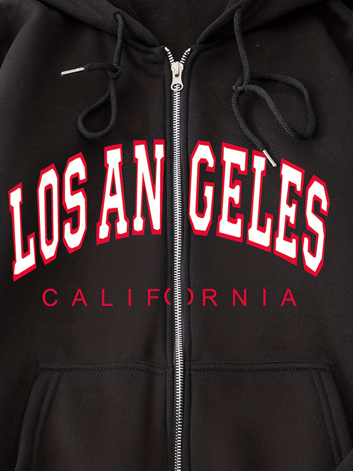 LOS ANGELES CALIFORNIA Graphic Drawstring Hooded Jacket-Jewearrings