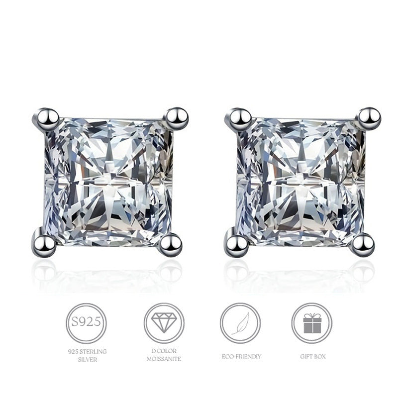 925 Sterling Silver Earrings Special-interest Design Commuting Moissanite-Jewearrings