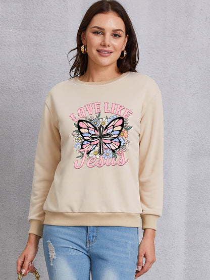 LOVE LIKE JESUS Round Neck Sweatshirt-Jewearrings