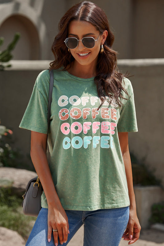 COFFEE Graphic Round Neck Tee-Jewearrings