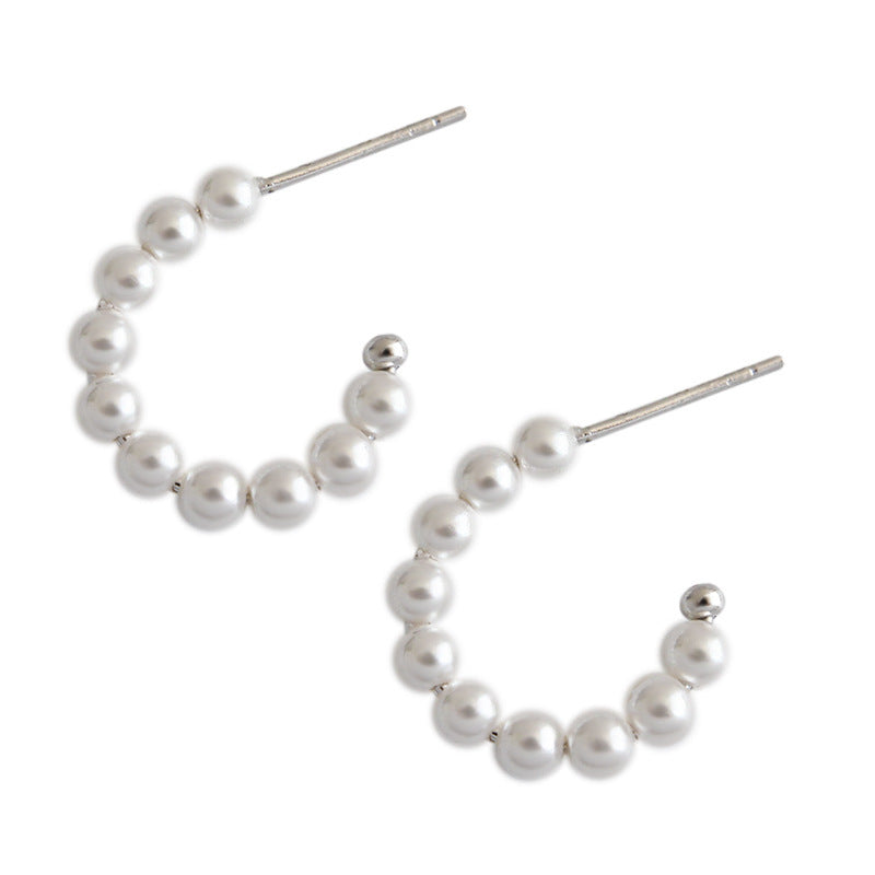 Simple Geometric S925 Sterling Silver Ring Bead Earrings-Jewearrings