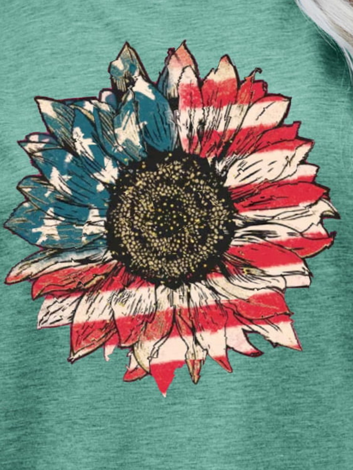 US Flag Flower Graphic Tee-Jewearrings