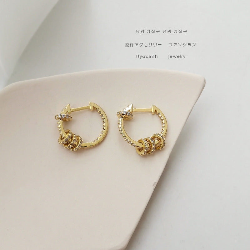 Fine Zircon-embedded Earrings Round Simple All-match Design Circle Ear Clip Ear Rings-Jewearrings