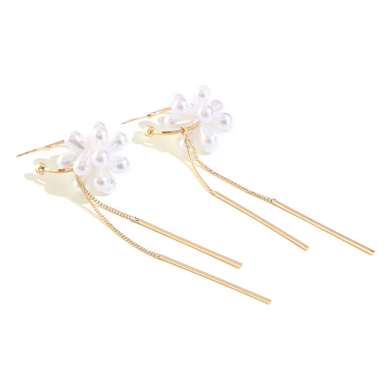 Temperament Light Luxury Forest Pearl Tassel Earrings-Jewearrings