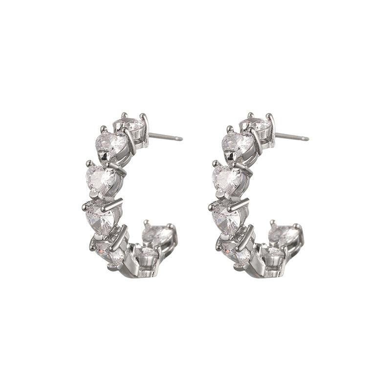 Ornament Simple Rhinestone Ear Clip Design C- Ring Earrings-Jewearrings