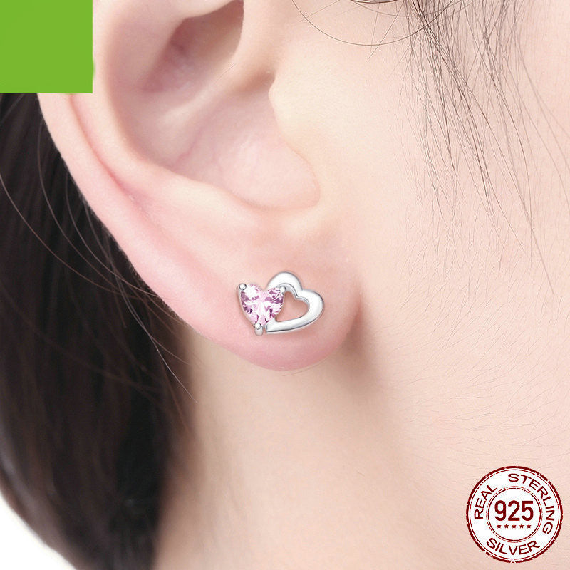 Sterling silver s925 heart-shaped zircon earrings-Jewearrings