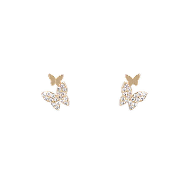 Women's Petite Mini 925 Sterling Silver Butterfly Earrings-Jewearrings