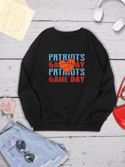 PATRIOTS GAME DAY Round Neck Dropped Shoulder Sweatshirt-Jewearrings