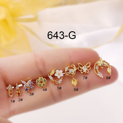 Color Super Fairy Thin Rod Titanium Steel Screw Cartilage Stud Earrings Fashion-Jewearrings