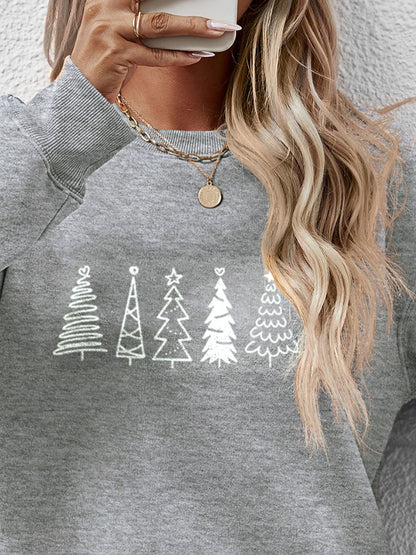 Christmas Tree Graphic Drop Shoulder Sweatshirt-Jewearrings