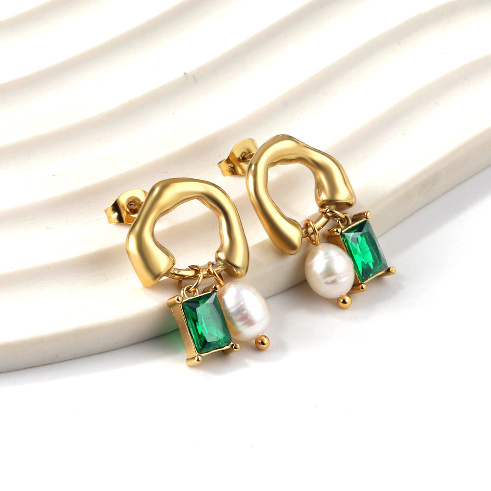 European And American Emerald Earrings For Women-Jewearrings