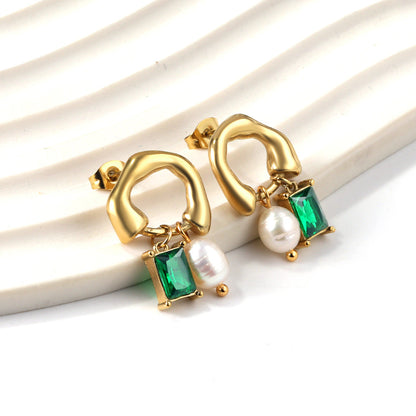 European And American Emerald Earrings For Women-Jewearrings