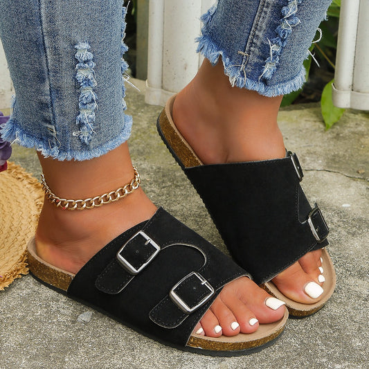 Metal Buckle Open Toe Sandals-Jewearrings