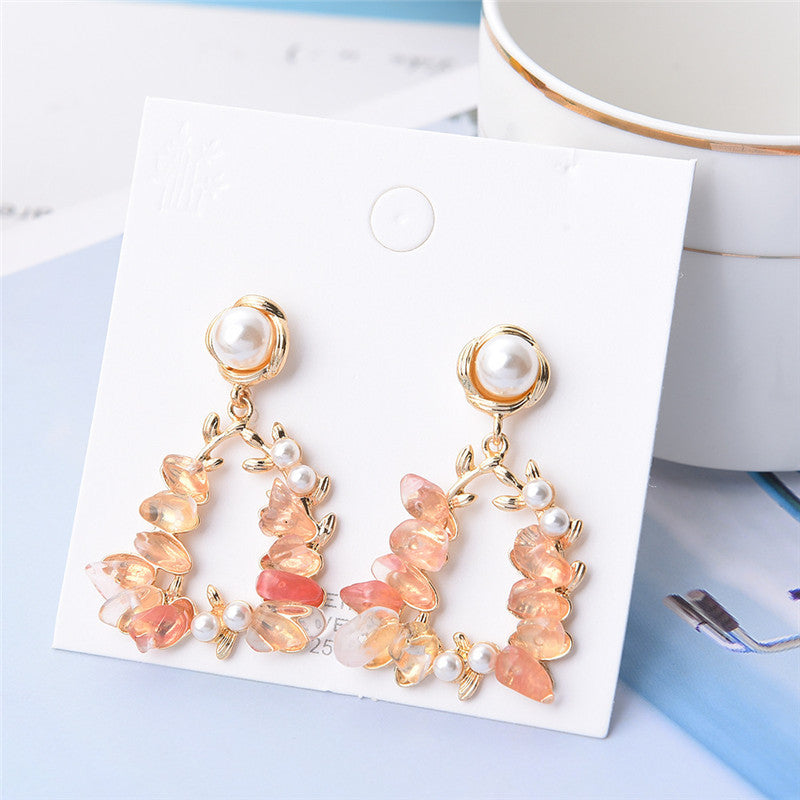 Irregular Geometry Pearl Resin Earrings-Jewearrings