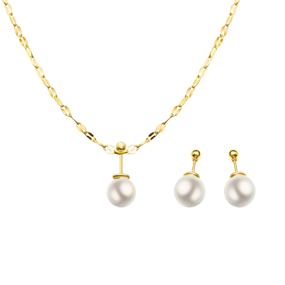 Women's Pearl Earrings Stud Clavicle Chain-Jewearrings