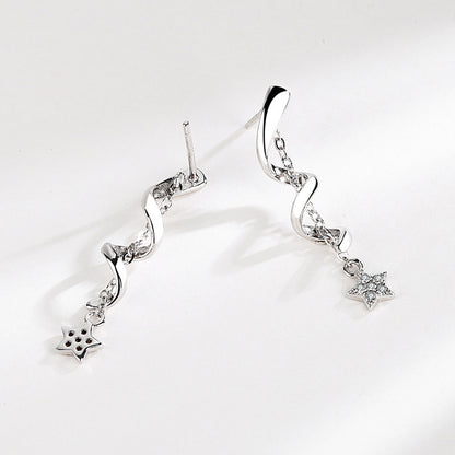 S925 Sterling Silver Star Rotating Earrings Women-Jewearrings