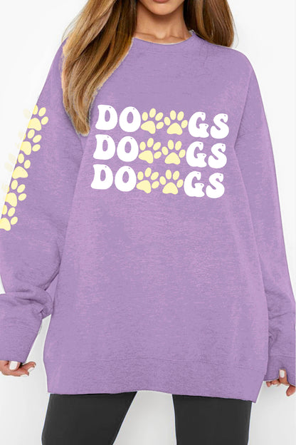 Simply Love Simply Love Full Size Round Neck Dropped Shoulder DOGS Graphic Sweatshirt-Jewearrings