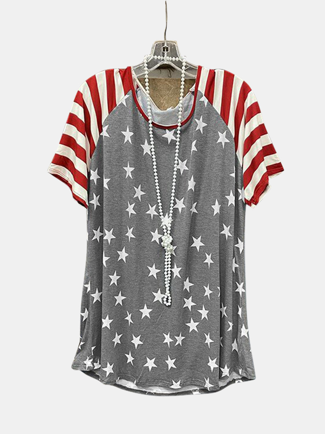 Full Size Star Striped Round Neck Short Sleeve T-Shirt-Jewearrings