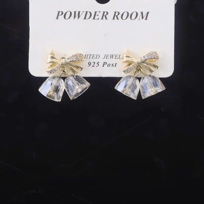 Sweet And Cute Bow Bell S925 Silver Stud Earrings-Jewearrings