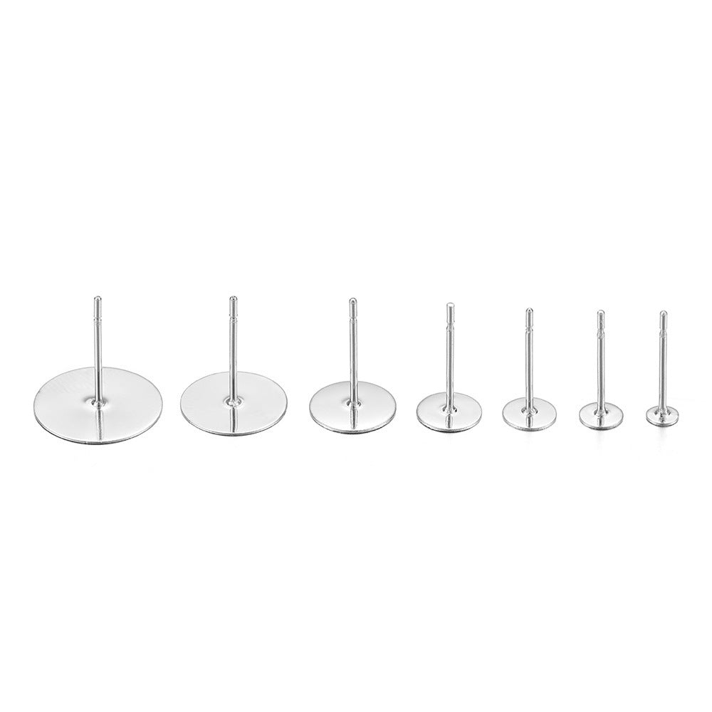 Stainless Steel Studs Flat Disc Stud Holder Auricular Needle Set DIY Earrings-Jewearrings