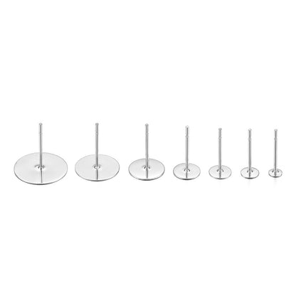 Stainless Steel Studs Flat Disc Stud Holder Auricular Needle Set DIY Earrings-Jewearrings