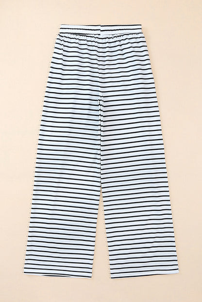 Striped Drawstring Waist Wide Leg Pants-Jewearrings