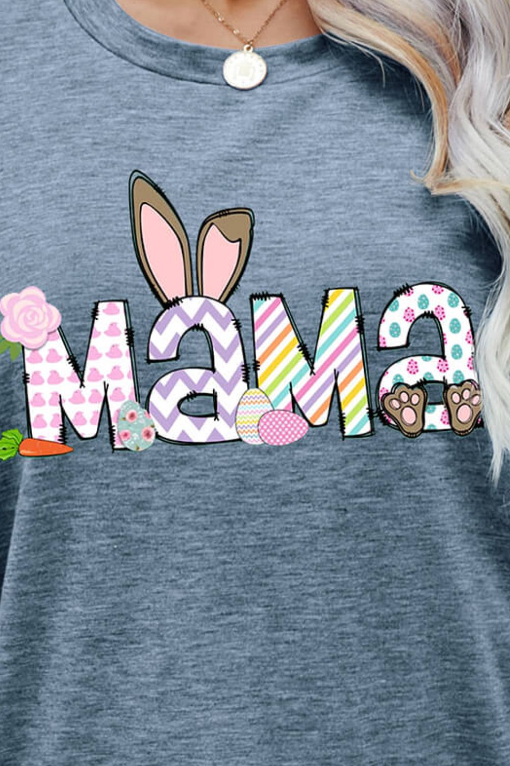 Easter MAMA Graphic Round Neck T-Shirt-Jewearrings