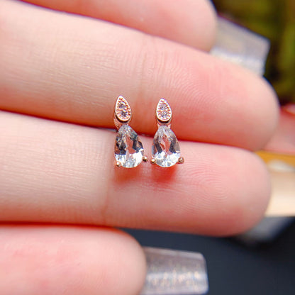 925 Silver Delicate Mosaic Natural Colored Gems Stud Earrings-Jewearrings