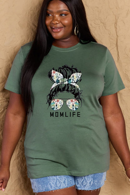 Simply Love Full Size MOM LIFE Graphic Cotton T-Shirt-Jewearrings