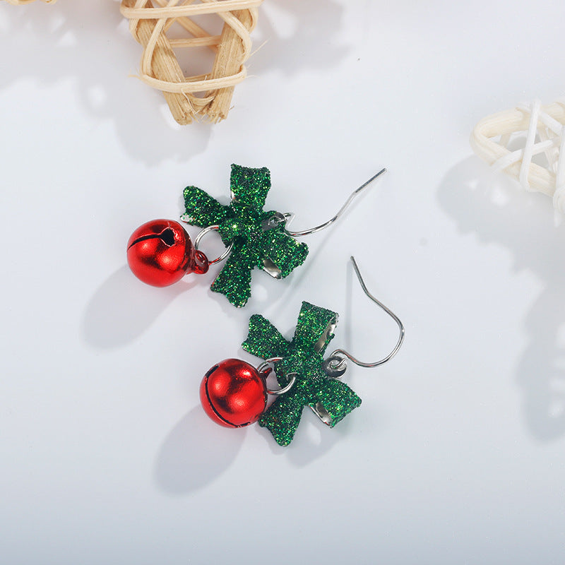 Christmas Bow Bell Earrings-Jewearrings