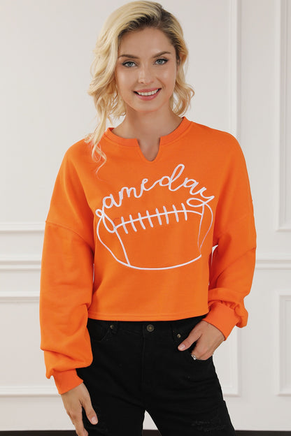 GAME DAY Ball Graphic Notched Sweatshirt-Jewearrings