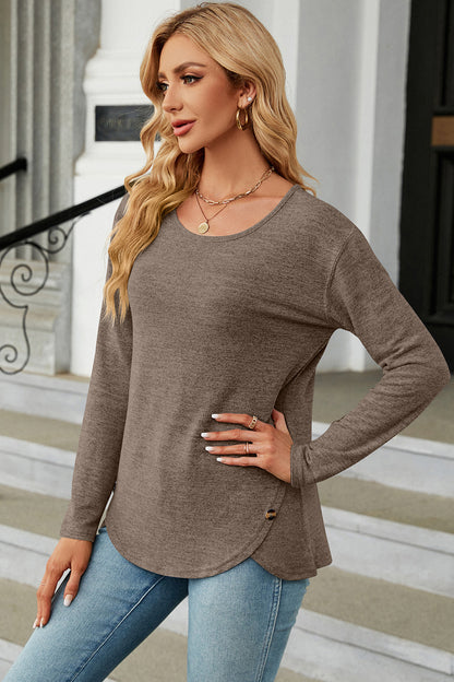 Round Neck Long Sleeve T-Shirt-Jewearrings