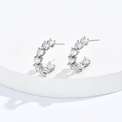 Ornament Simple Rhinestone Ear Clip Design C- Ring Earrings-Jewearrings