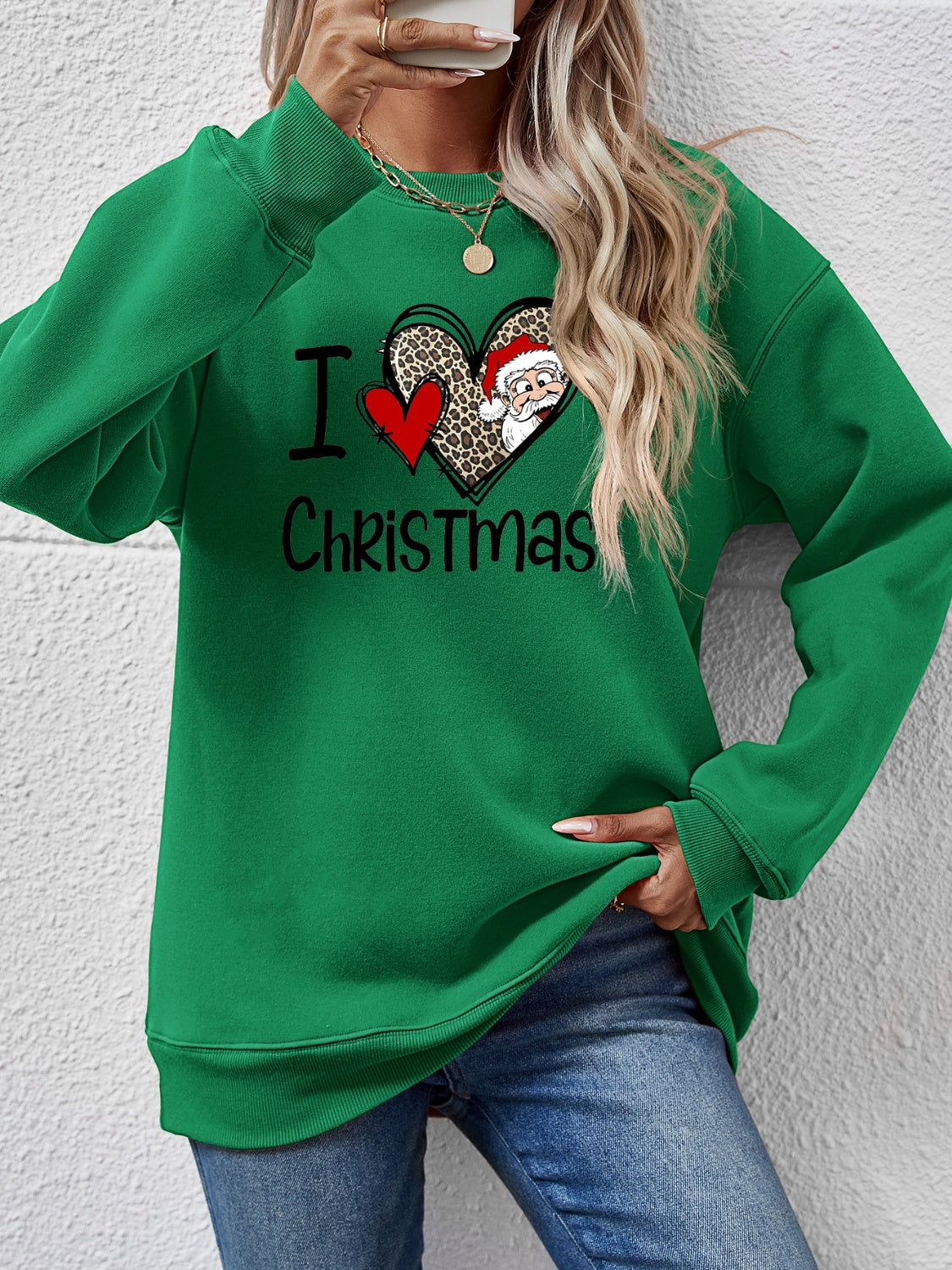 CHRISTMAS Graphic Round Neck Sweatshirt-Jewearrings